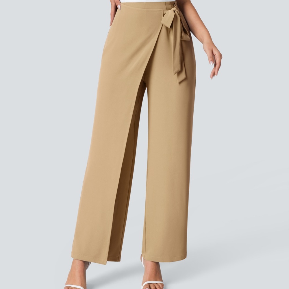 Halara high waisted tie side wide leg work pants